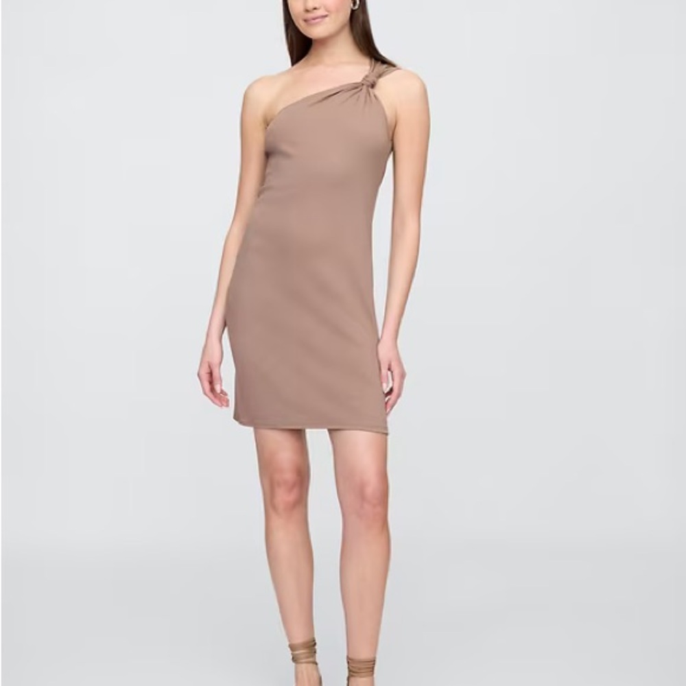 GAP One-Shoulder Midi Dress in Taupe